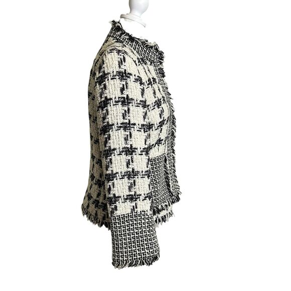 Vintage Harve Benard Holtzman Wool Blend Blazer Black White Zip Front Size 6P - Picture 5 of 13